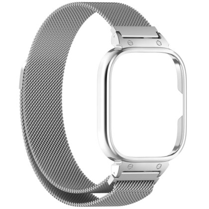 redmi watch 3 active milanese protective frame silver